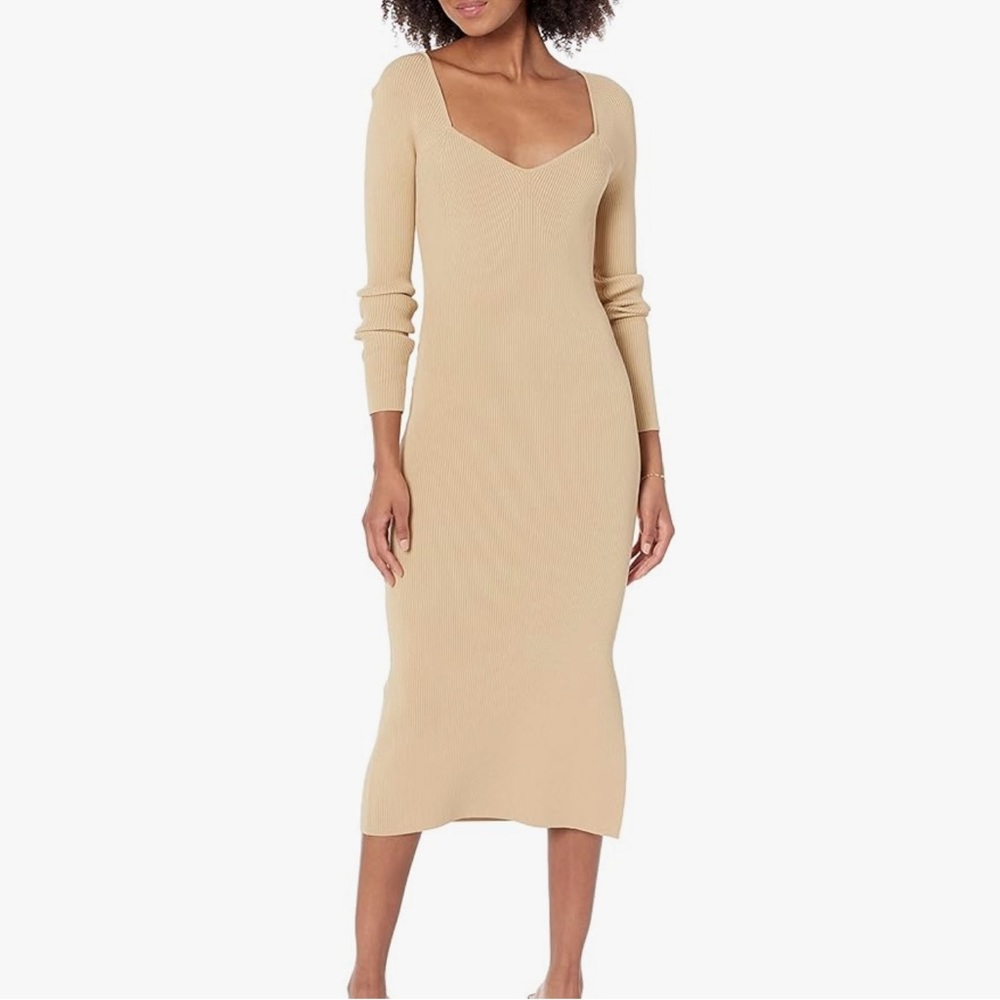 The Drop Tan Knit Long Sleeve Dress